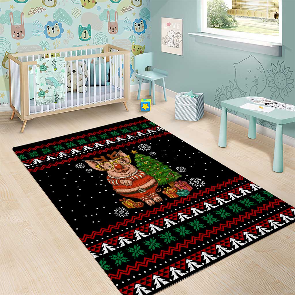 Pig Gorgeous Reindeer Christmas Area Rug Xmas Holiday Patterns - Wonder Print Shop