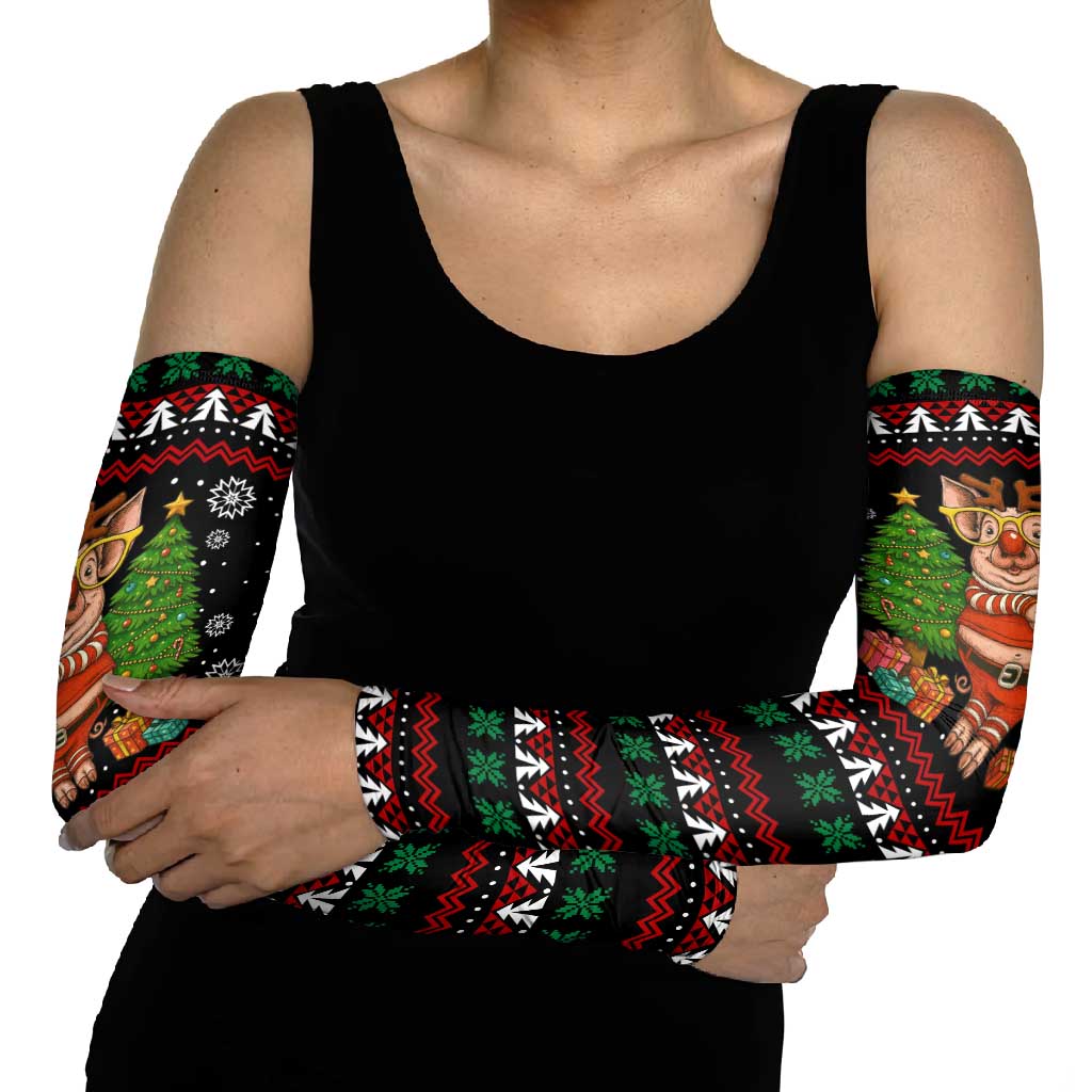 Pig Gorgeous Reindeer Christmas Arm Sleeves Xmas Holiday Patterns - Wonder Print Shop