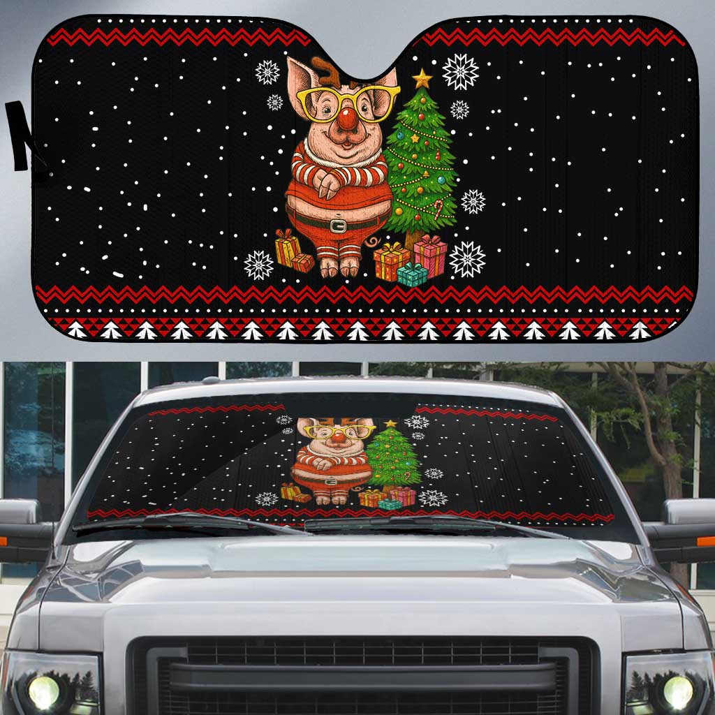 Pig Gorgeous Reindeer Christmas Auto Sun Shade Xmas Holiday Patterns - Wonder Print Shop