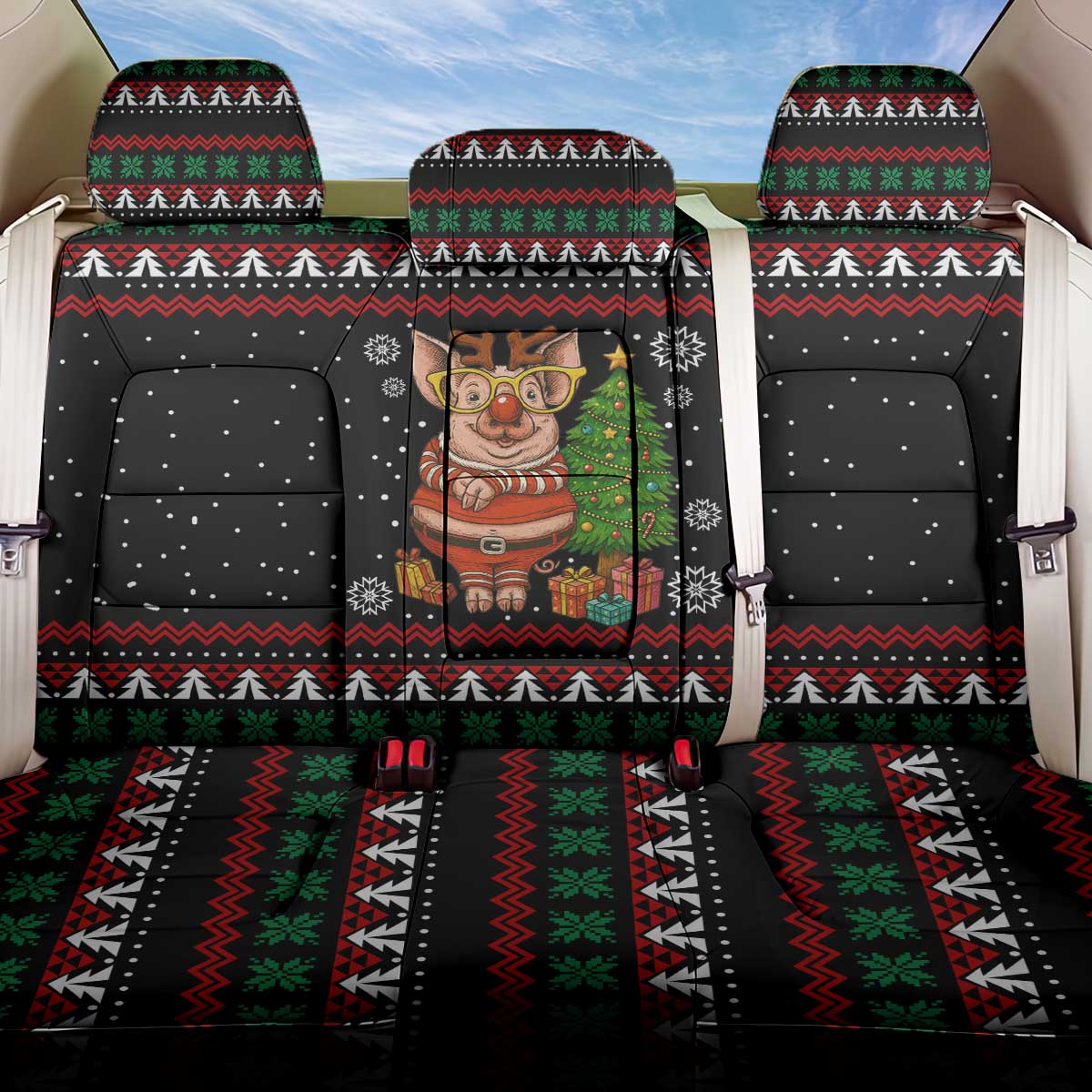 Pig Gorgeous Reindeer Christmas Back Car Seat Cover Xmas Holiday Patterns - Wonder Print Shop