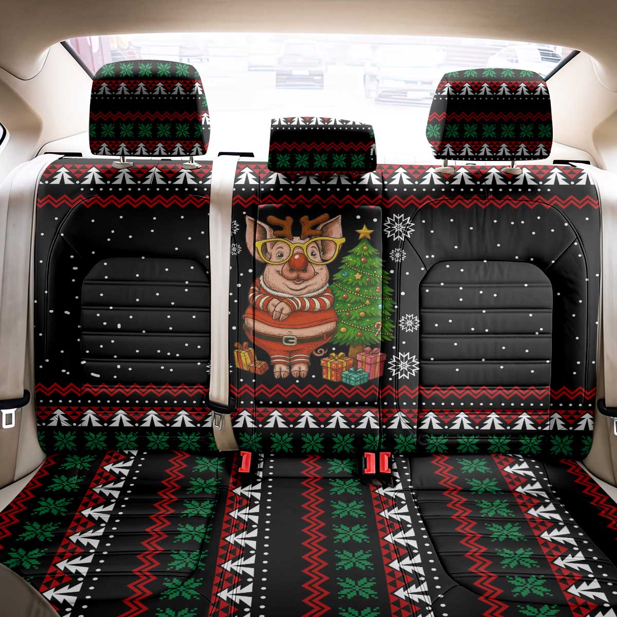 Pig Gorgeous Reindeer Christmas Back Car Seat Cover Xmas Holiday Patterns - Wonder Print Shop