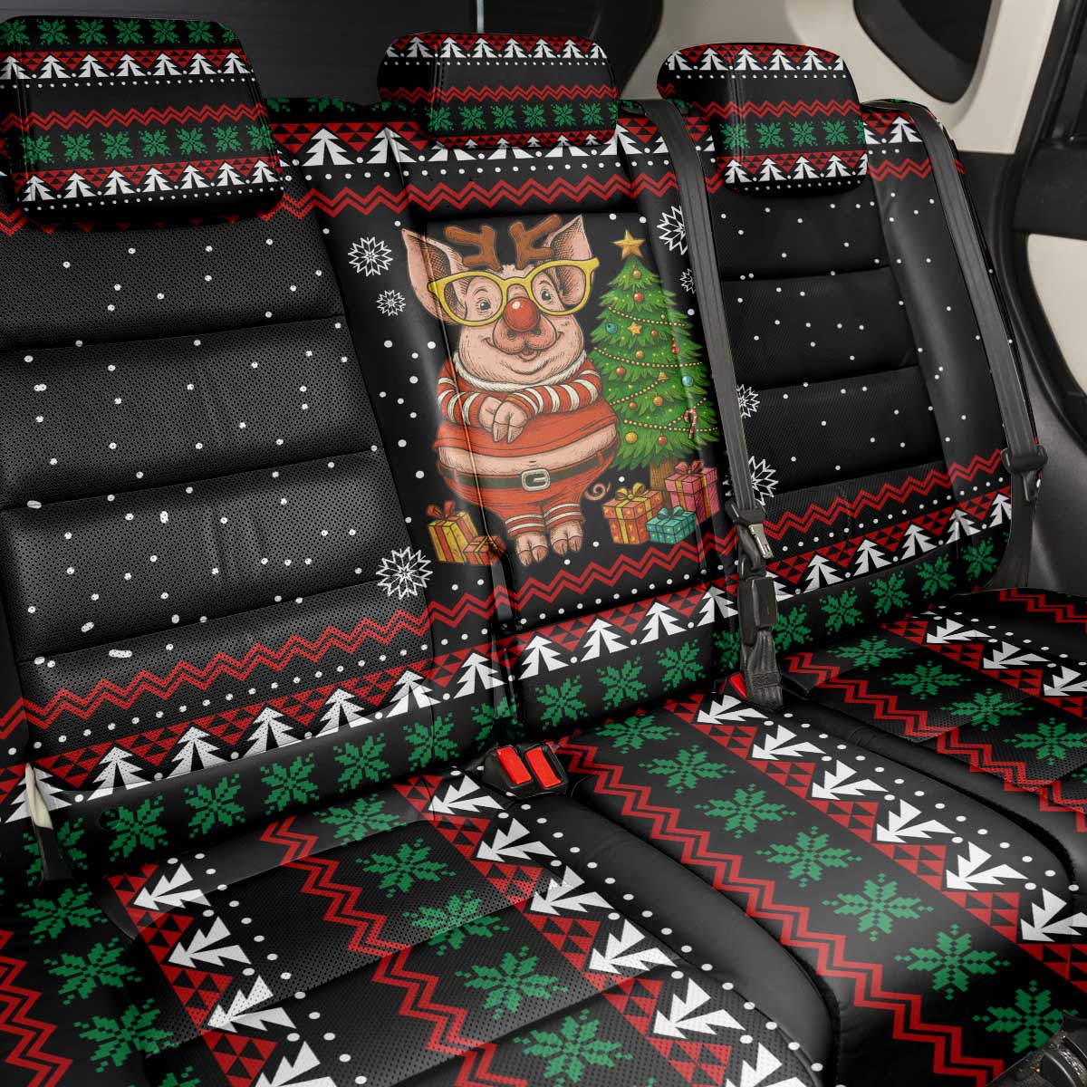 Pig Gorgeous Reindeer Christmas Back Car Seat Cover Xmas Holiday Patterns - Wonder Print Shop