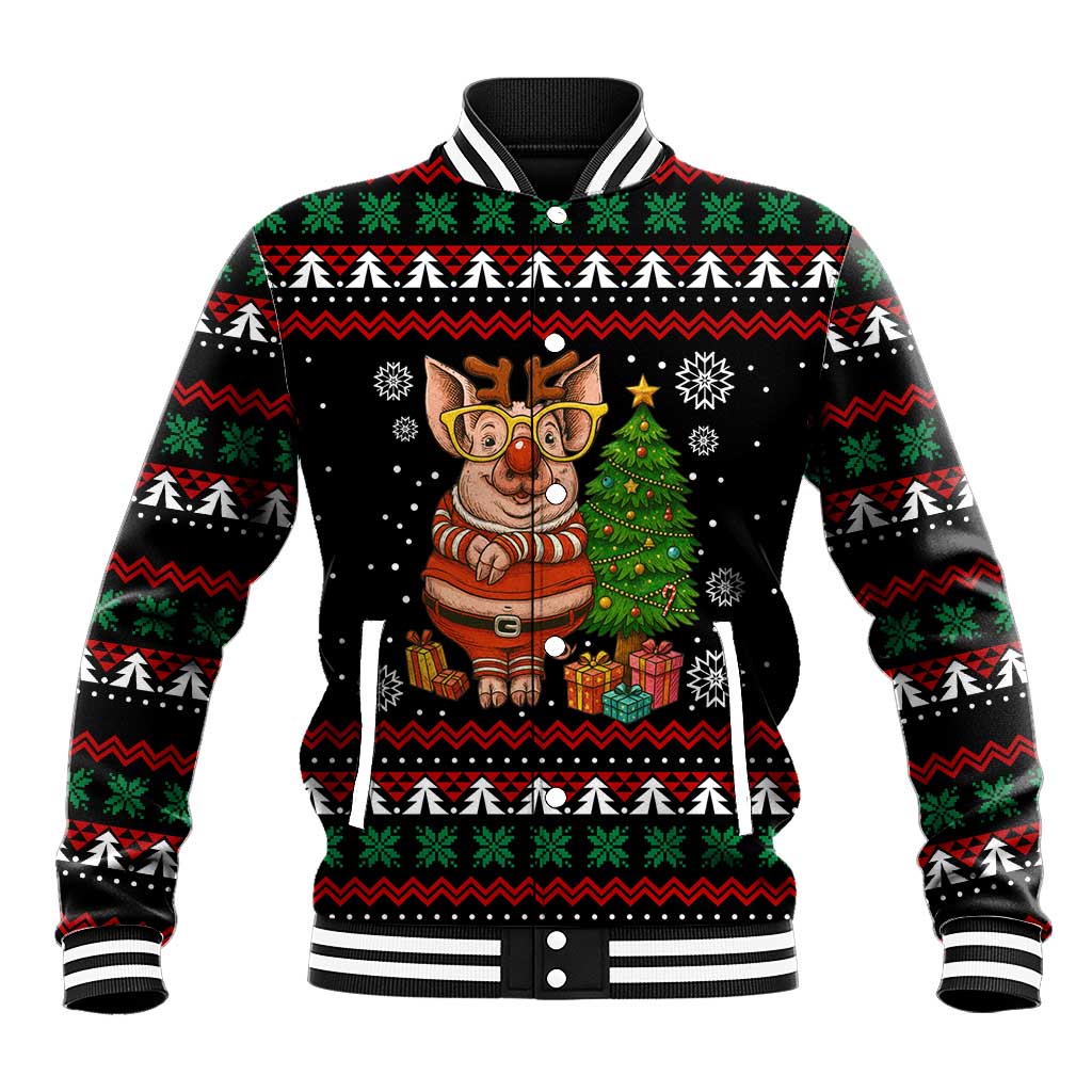 Pig Gorgeous Reindeer Christmas Baseball Jacket Xmas Holiday Patterns - Wonder Print Shop