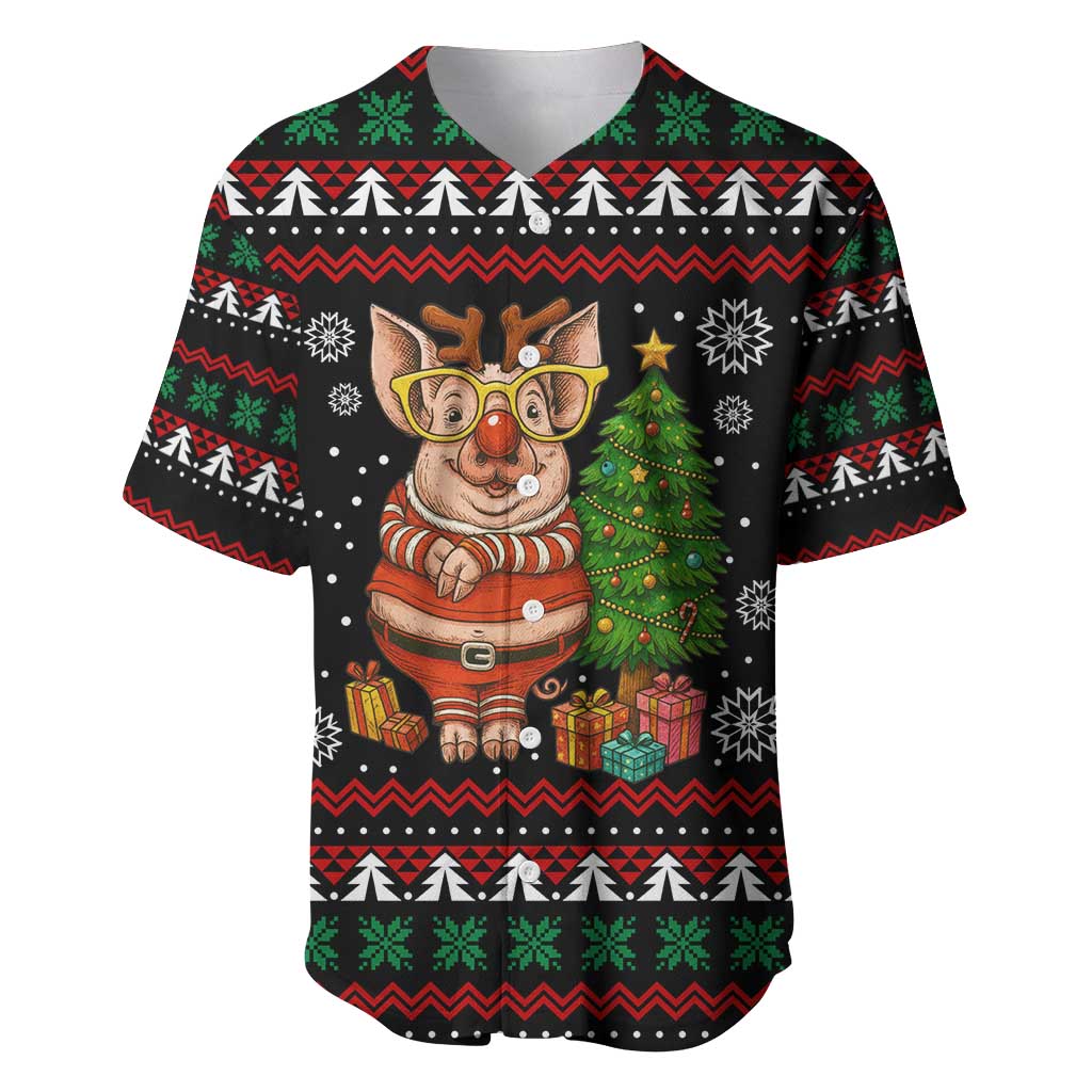 Pig Gorgeous Reindeer Christmas Baseball Jersey Xmas Holiday Patterns - Wonder Print Shop