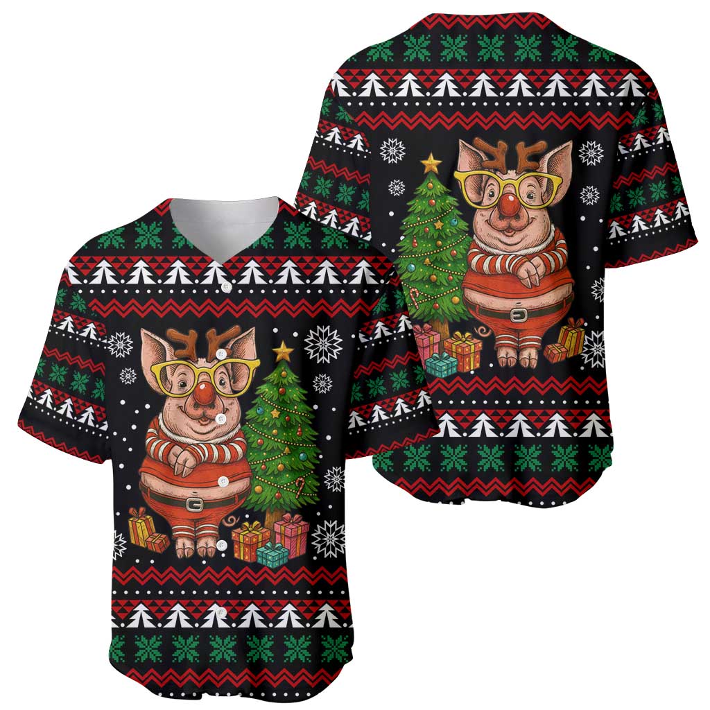 Pig Gorgeous Reindeer Christmas Baseball Jersey Xmas Holiday Patterns - Wonder Print Shop