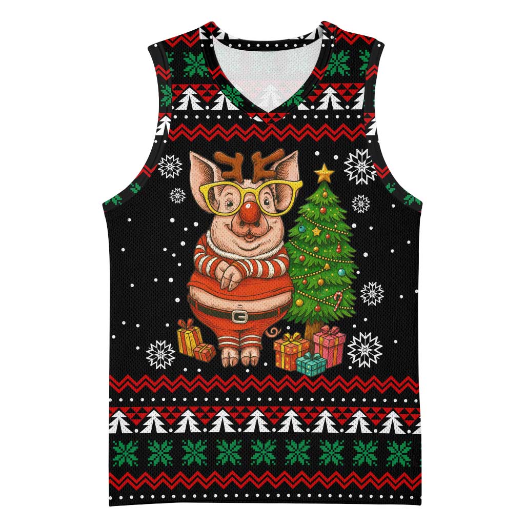 Pig Gorgeous Reindeer Christmas Basketball Jersey Xmas Holiday Patterns - Wonder Print Shop