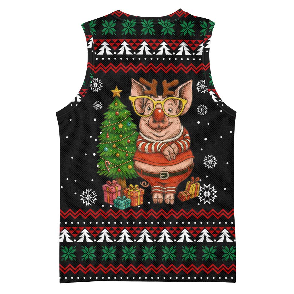 Pig Gorgeous Reindeer Christmas Basketball Jersey Xmas Holiday Patterns - Wonder Print Shop