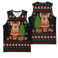 Pig Gorgeous Reindeer Christmas Basketball Jersey Xmas Holiday Patterns - Wonder Print Shop