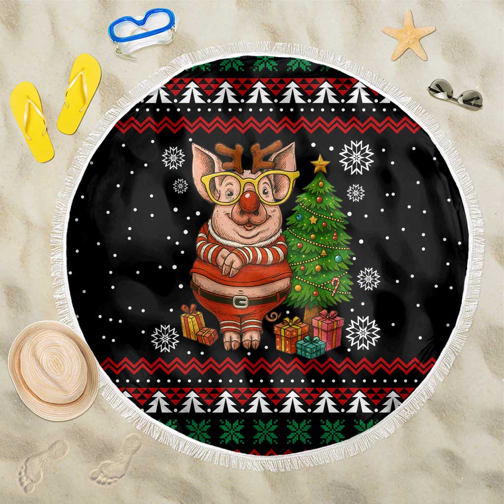 Pig Gorgeous Reindeer Christmas Beach Blanket Xmas Holiday Patterns - Wonder Print Shop