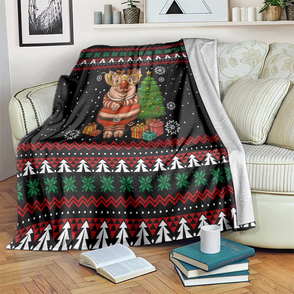 Pig Gorgeous Reindeer Christmas Blanket Xmas Holiday Patterns - Wonder Print Shop