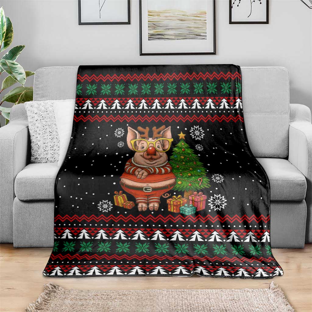 Pig Gorgeous Reindeer Christmas Blanket Xmas Holiday Patterns - Wonder Print Shop
