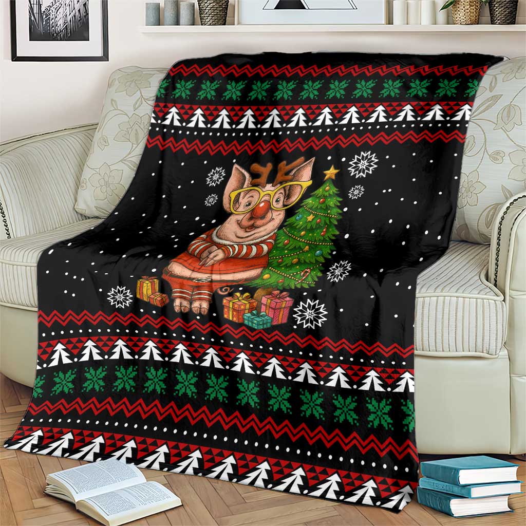 Pig Gorgeous Reindeer Christmas Blanket Xmas Holiday Patterns - Wonder Print Shop