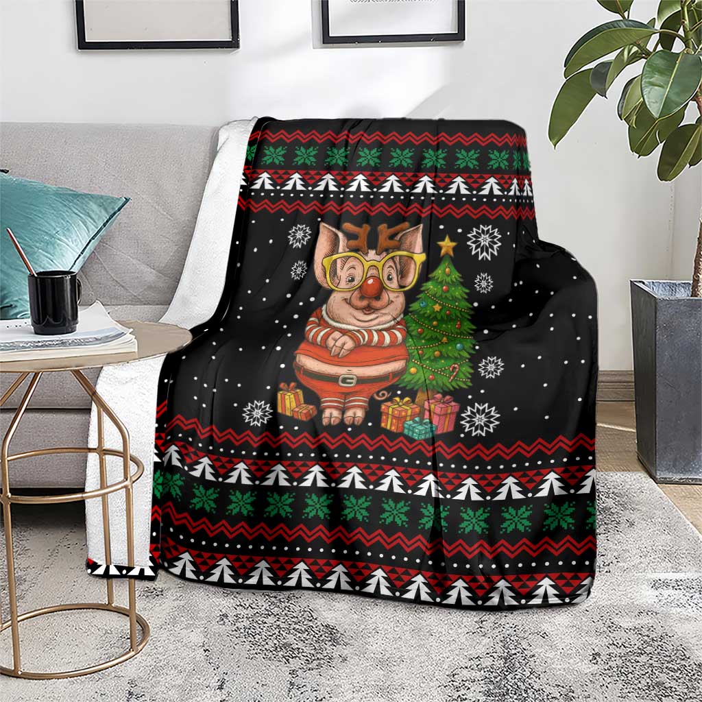 Pig Gorgeous Reindeer Christmas Blanket Xmas Holiday Patterns - Wonder Print Shop