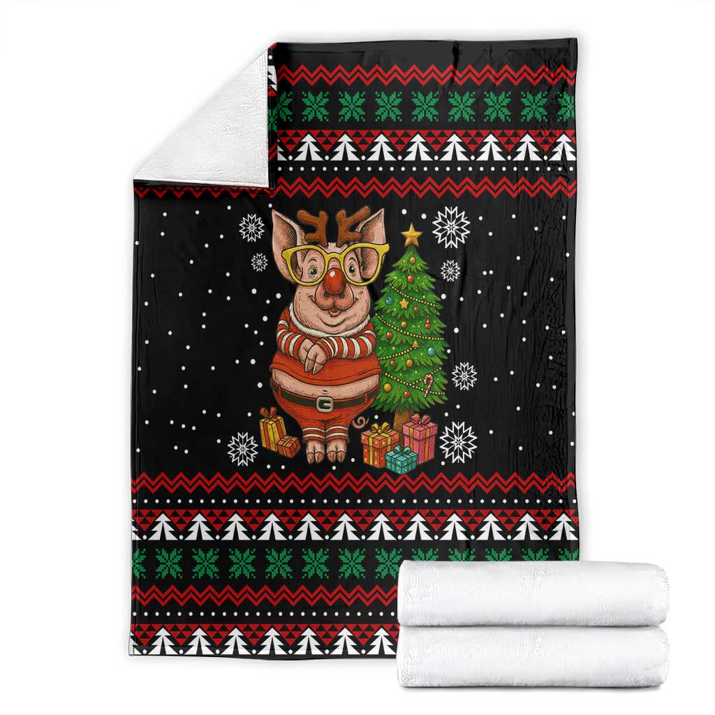Pig Gorgeous Reindeer Christmas Blanket Xmas Holiday Patterns - Wonder Print Shop