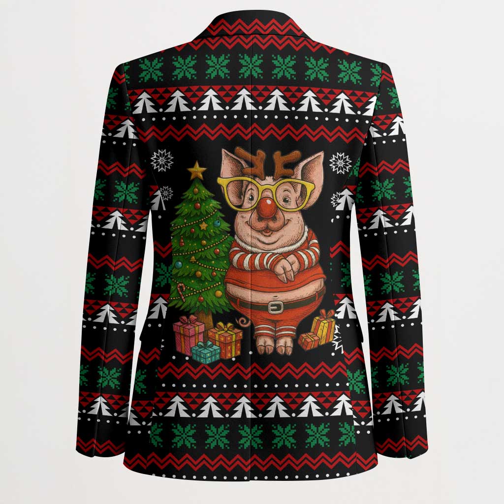 Pig Gorgeous Reindeer Christmas Blazer Xmas Holiday Patterns - Wonder Print Shop