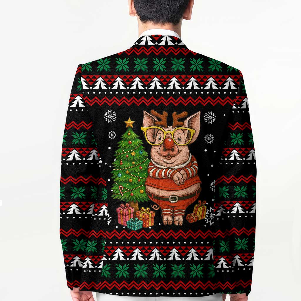 Pig Gorgeous Reindeer Christmas Blazer Xmas Holiday Patterns - Wonder Print Shop