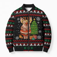 Pig Gorgeous Reindeer Christmas Bomber Puffer Jacket Xmas Holiday Patterns - Wonder Print Shop