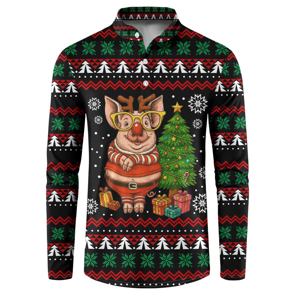Pig Gorgeous Reindeer Christmas Button Sweatshirt Xmas Holiday Patterns - Wonder Print Shop