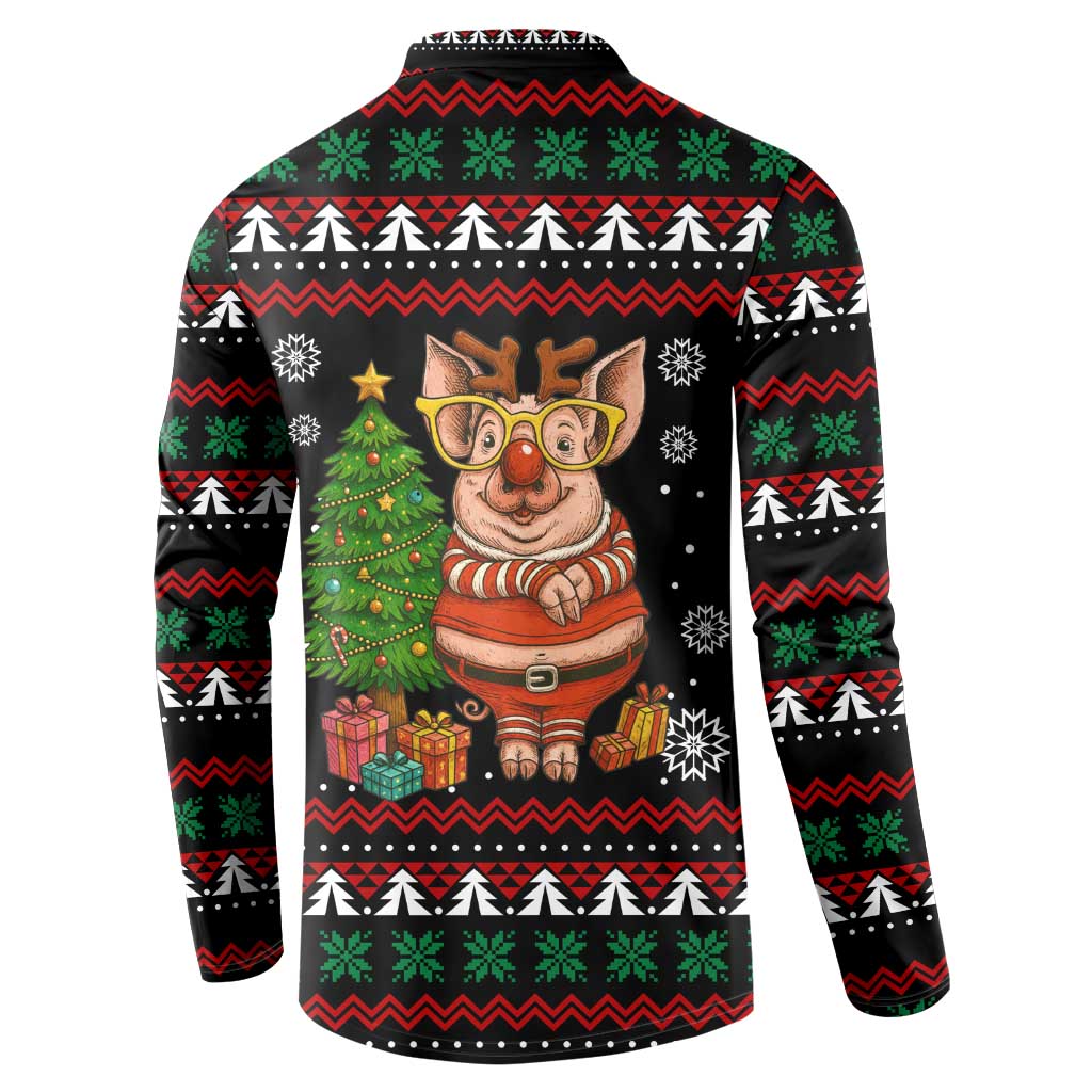 Pig Gorgeous Reindeer Christmas Button Sweatshirt Xmas Holiday Patterns - Wonder Print Shop