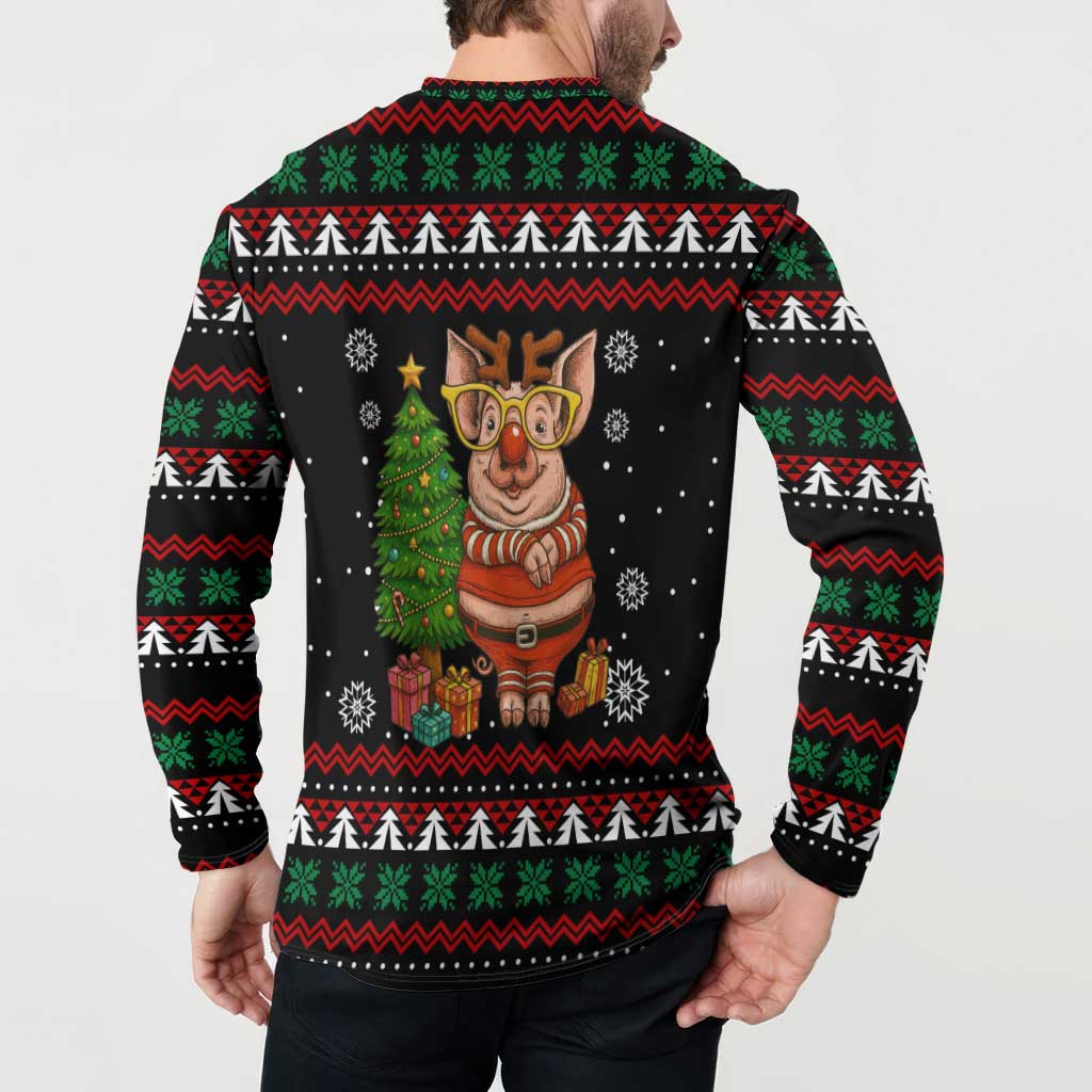 Pig Gorgeous Reindeer Christmas Button Sweatshirt Xmas Holiday Patterns - Wonder Print Shop