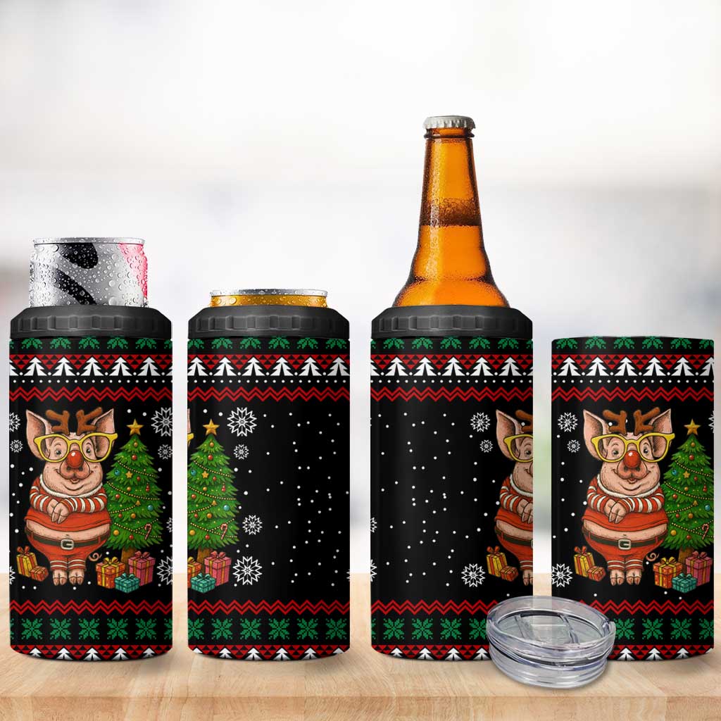 Pig Gorgeous Reindeer Christmas 4 in 1 Can Cooler Tumbler Xmas Holiday Patterns - Wonder Print Shop
