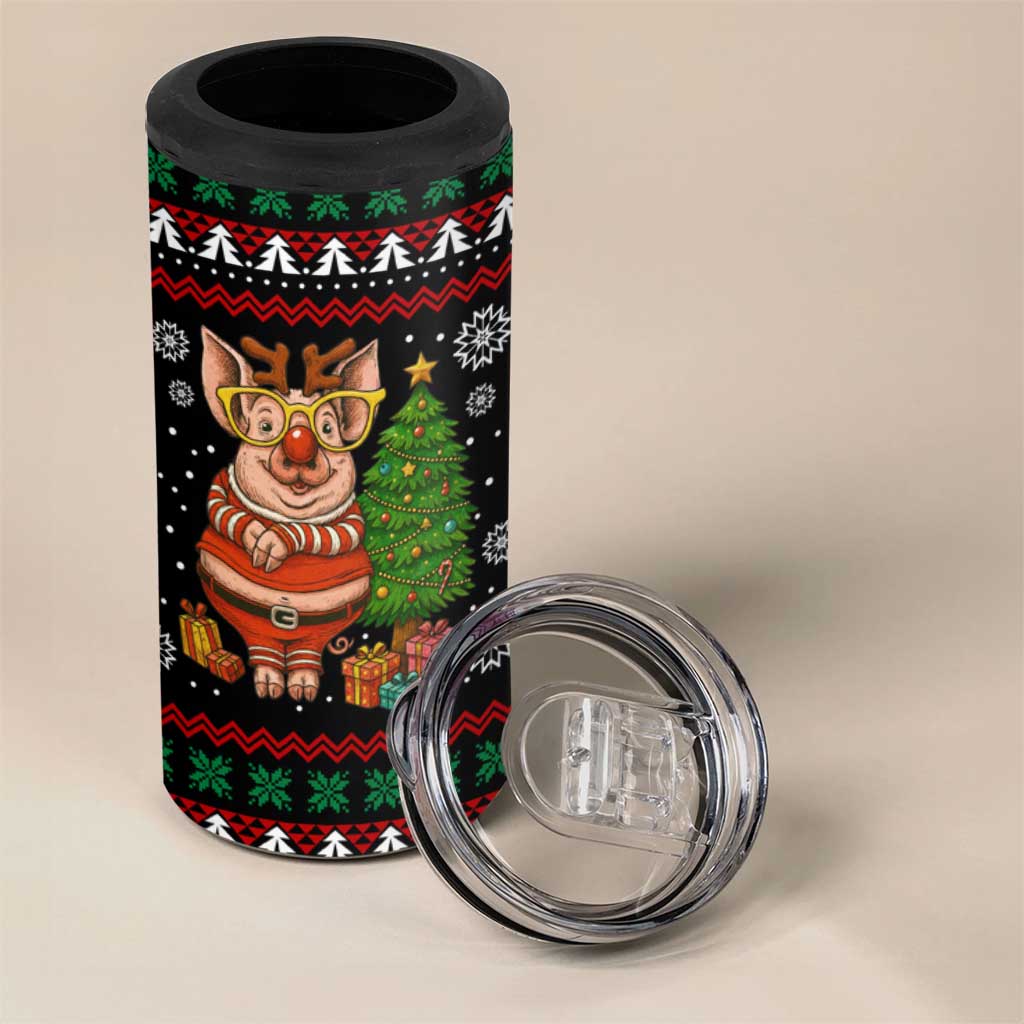 Pig Gorgeous Reindeer Christmas 4 in 1 Can Cooler Tumbler Xmas Holiday Patterns - Wonder Print Shop
