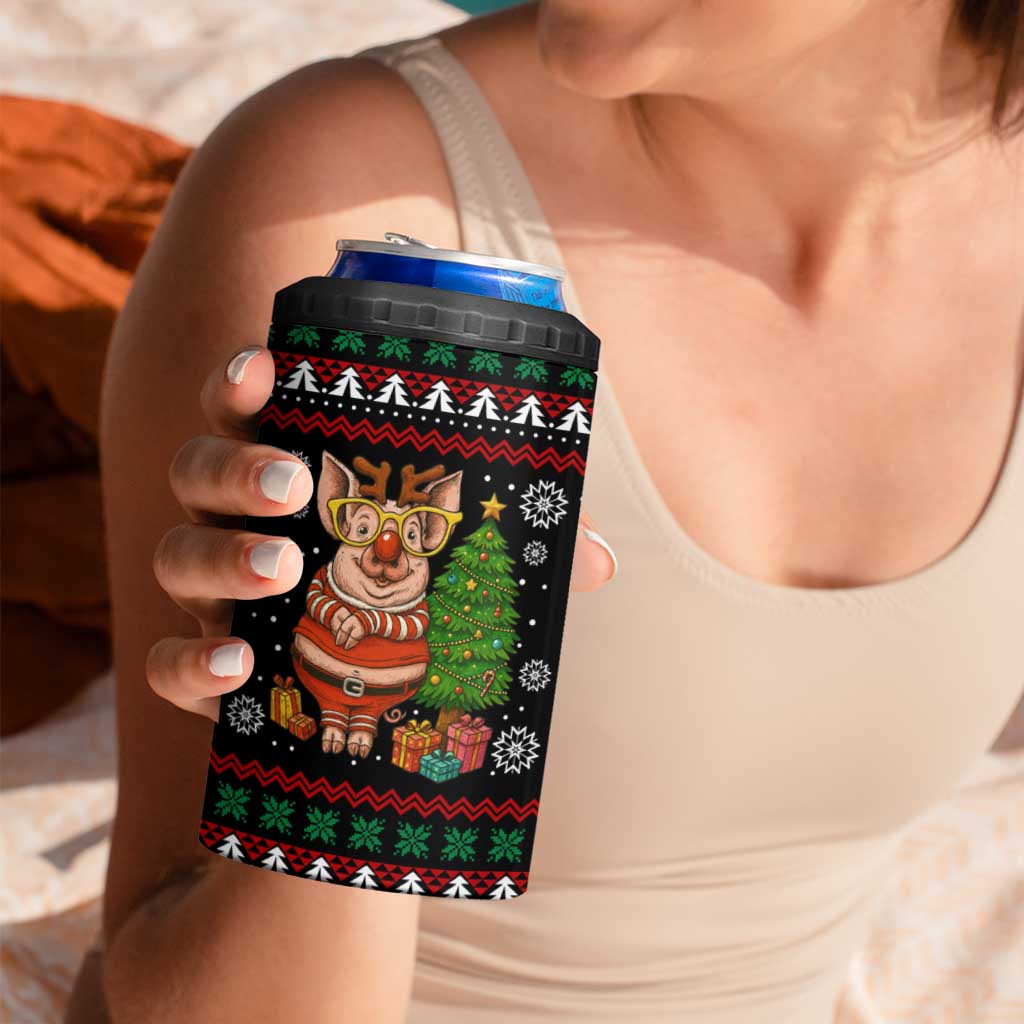 Pig Gorgeous Reindeer Christmas 4 in 1 Can Cooler Tumbler Xmas Holiday Patterns - Wonder Print Shop