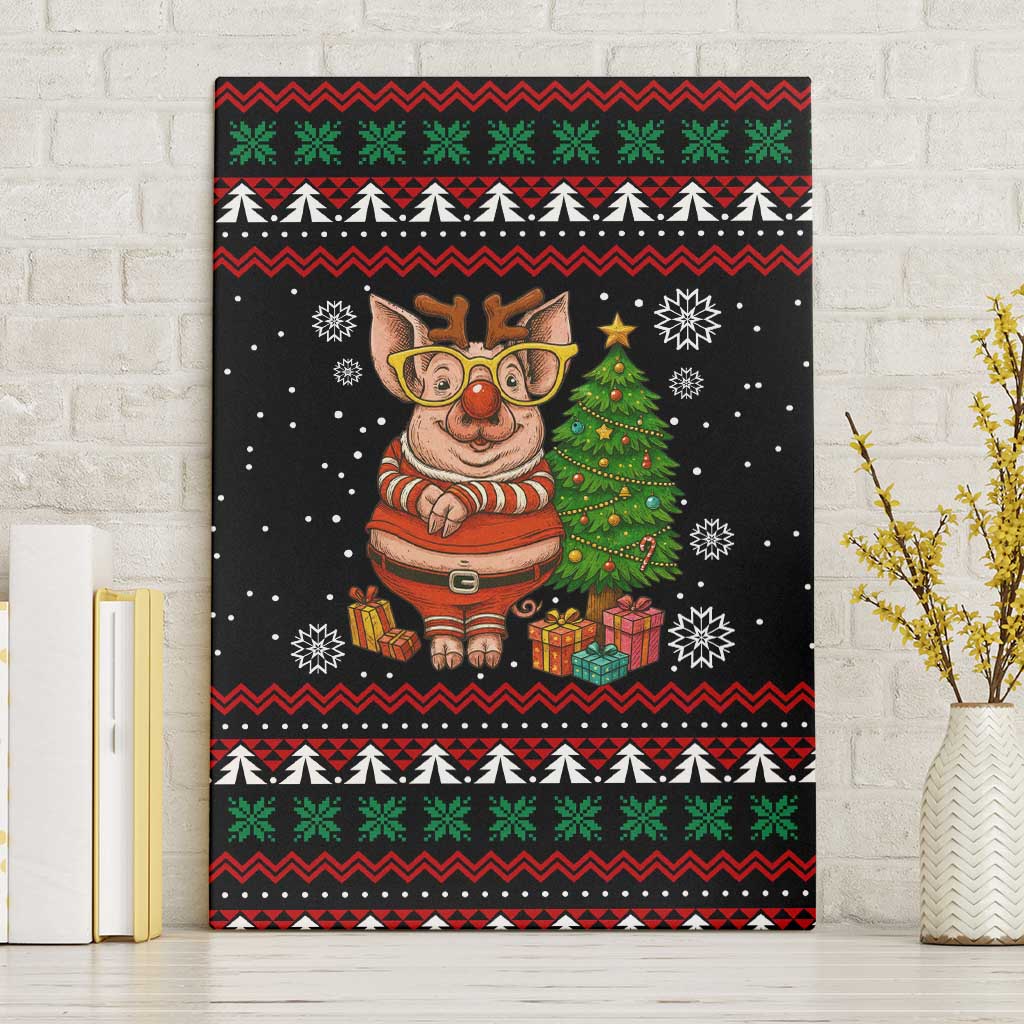 Pig Gorgeous Reindeer Christmas Canvas Wall Art Xmas Holiday Patterns - Wonder Print Shop