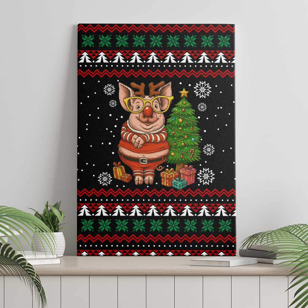 Pig Gorgeous Reindeer Christmas Canvas Wall Art Xmas Holiday Patterns - Wonder Print Shop