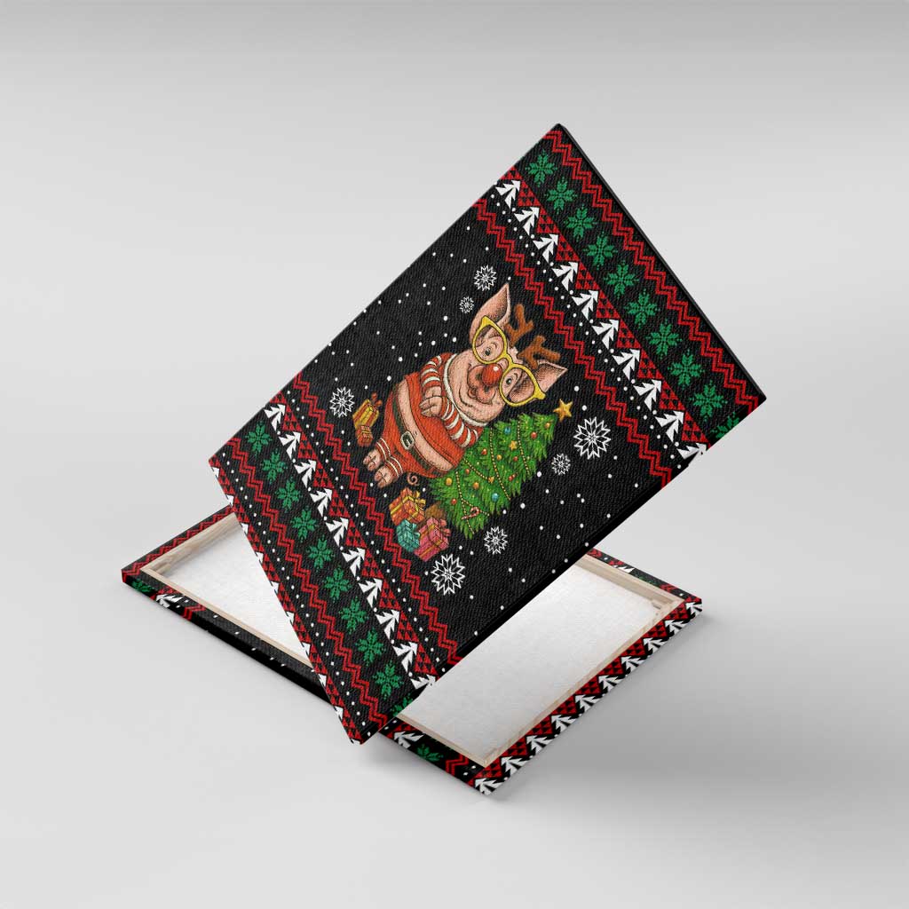 Pig Gorgeous Reindeer Christmas Canvas Wall Art Xmas Holiday Patterns - Wonder Print Shop