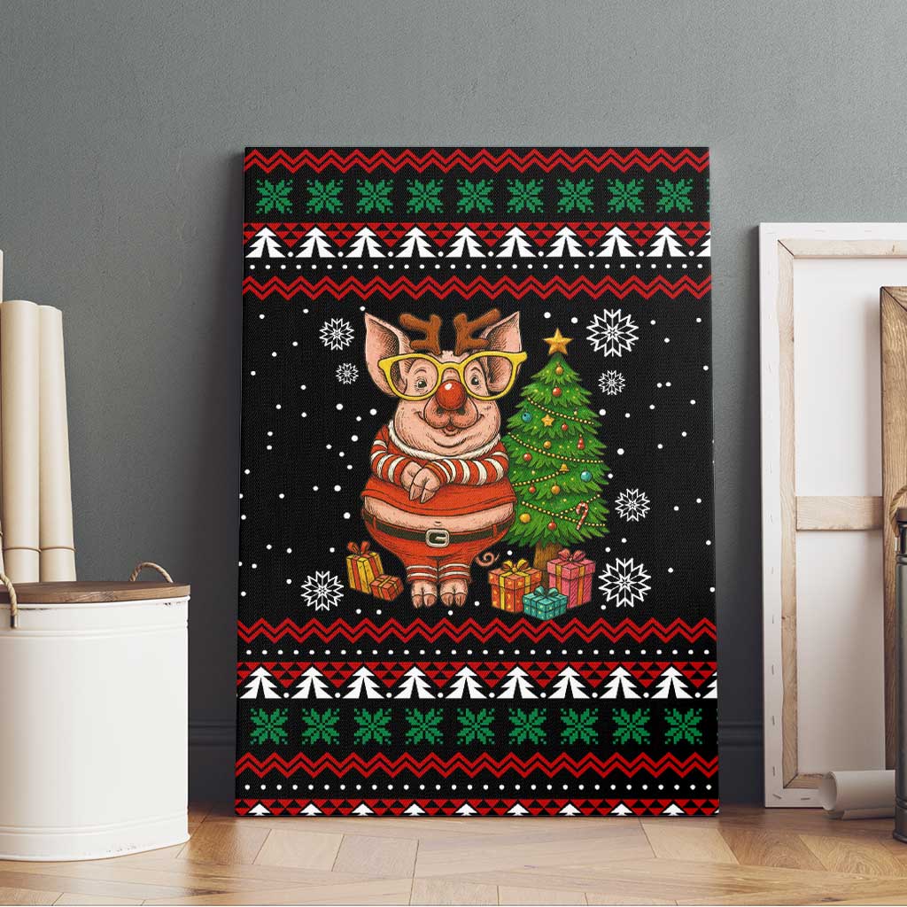 Pig Gorgeous Reindeer Christmas Canvas Wall Art Xmas Holiday Patterns - Wonder Print Shop