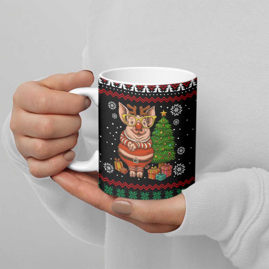 Pig Gorgeous Reindeer Christmas Ceramic Mug Xmas Holiday Patterns - Wonder Print Shop