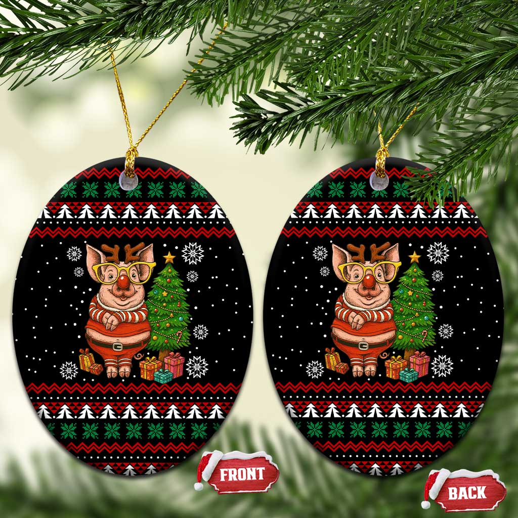 Pig Gorgeous Reindeer Christmas Ceramic Ornament Xmas Holiday Patterns - Wonder Print Shop