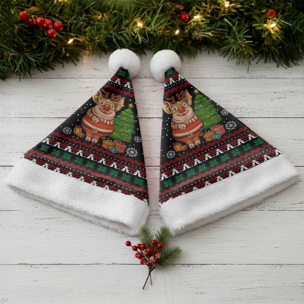Pig Gorgeous Reindeer Christmas Santa Hat Xmas Holiday Patterns - Wonder Print Shop