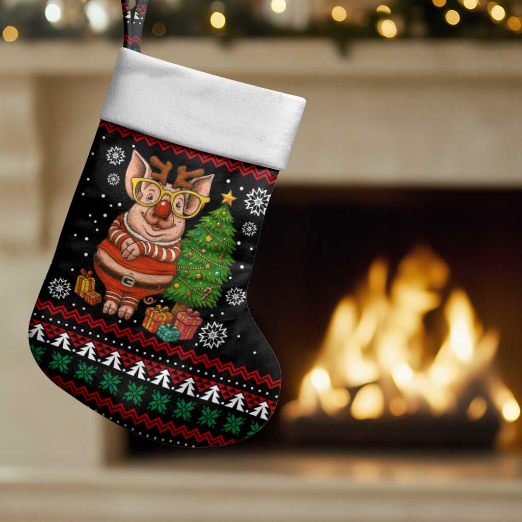 Pig Gorgeous Reindeer Christmas Stocking Xmas Holiday Patterns - Wonder Print Shop