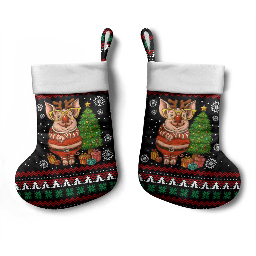 Pig Gorgeous Reindeer Christmas Stocking Xmas Holiday Patterns - Wonder Print Shop