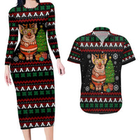 Pig Gorgeous Reindeer Christmas Couples Matching Long Sleeve Bodycon Dress and Hawaiian Shirt Xmas Holiday Patterns - Wonder Print Shop