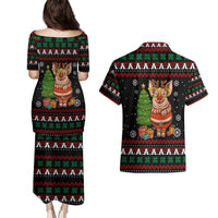 Pig Gorgeous Reindeer Christmas Couples Matching Puletasi and Hawaiian Shirt Xmas Holiday Patterns - Wonder Print Shop
