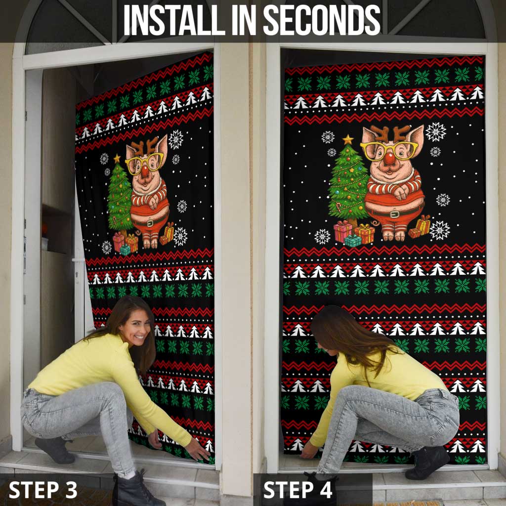Pig Gorgeous Reindeer Christmas Door Cover Xmas Holiday Patterns - Wonder Print Shop