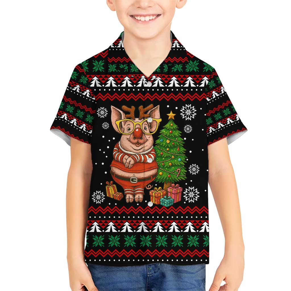 Pig Gorgeous Reindeer Christmas Family Matching Off Shoulder Maxi Dress and Hawaiian Shirt Xmas Holiday Patterns - Wonder Print Shop