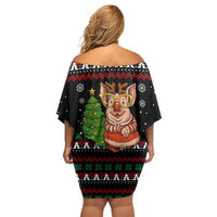 Pig Gorgeous Reindeer Christmas Family Matching Off Shoulder Short Dress and Hawaiian Shirt Xmas Holiday Patterns - Wonder Print Shop
