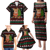 Pig Gorgeous Reindeer Christmas Family Matching Puletasi and Hawaiian Shirt Xmas Holiday Patterns - Wonder Print Shop