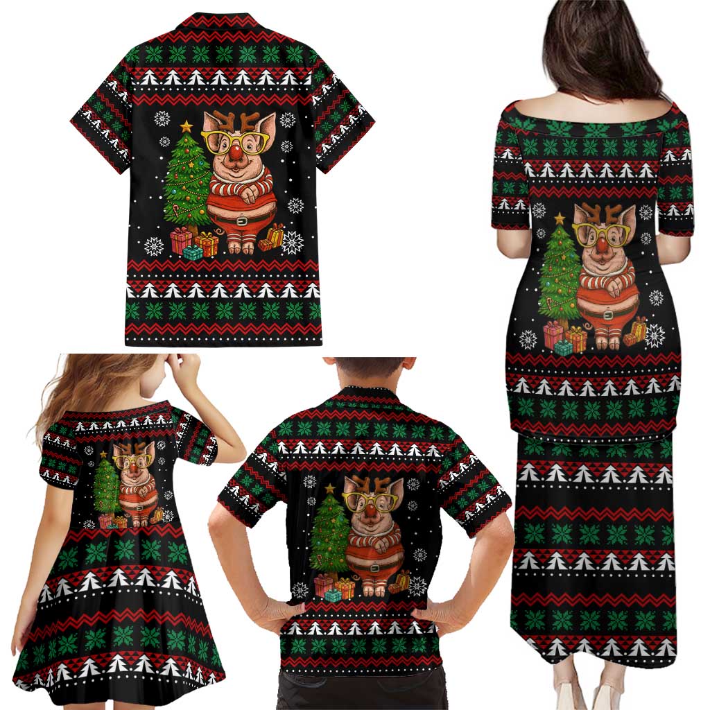 Pig Gorgeous Reindeer Christmas Family Matching Puletasi and Hawaiian Shirt Xmas Holiday Patterns - Wonder Print Shop