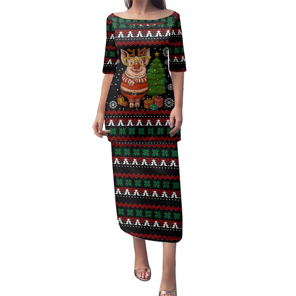 Pig Gorgeous Reindeer Christmas Family Matching Puletasi and Hawaiian Shirt Xmas Holiday Patterns - Wonder Print Shop