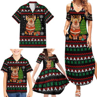 Pig Gorgeous Reindeer Christmas Family Matching Summer Maxi Dress and Hawaiian Shirt Xmas Holiday Patterns - Wonder Print Shop