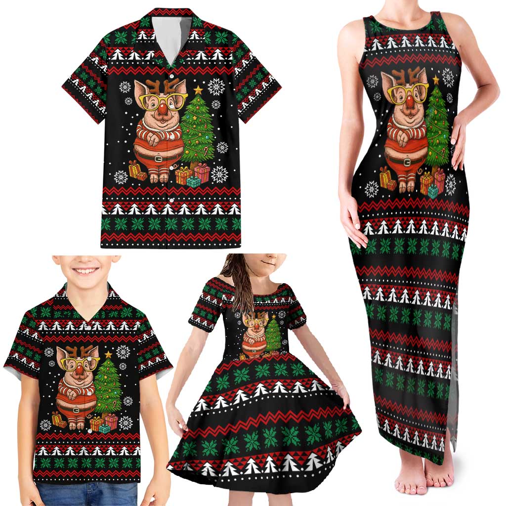 Pig Gorgeous Reindeer Christmas Family Matching Tank Maxi Dress and Hawaiian Shirt Xmas Holiday Patterns - Wonder Print Shop