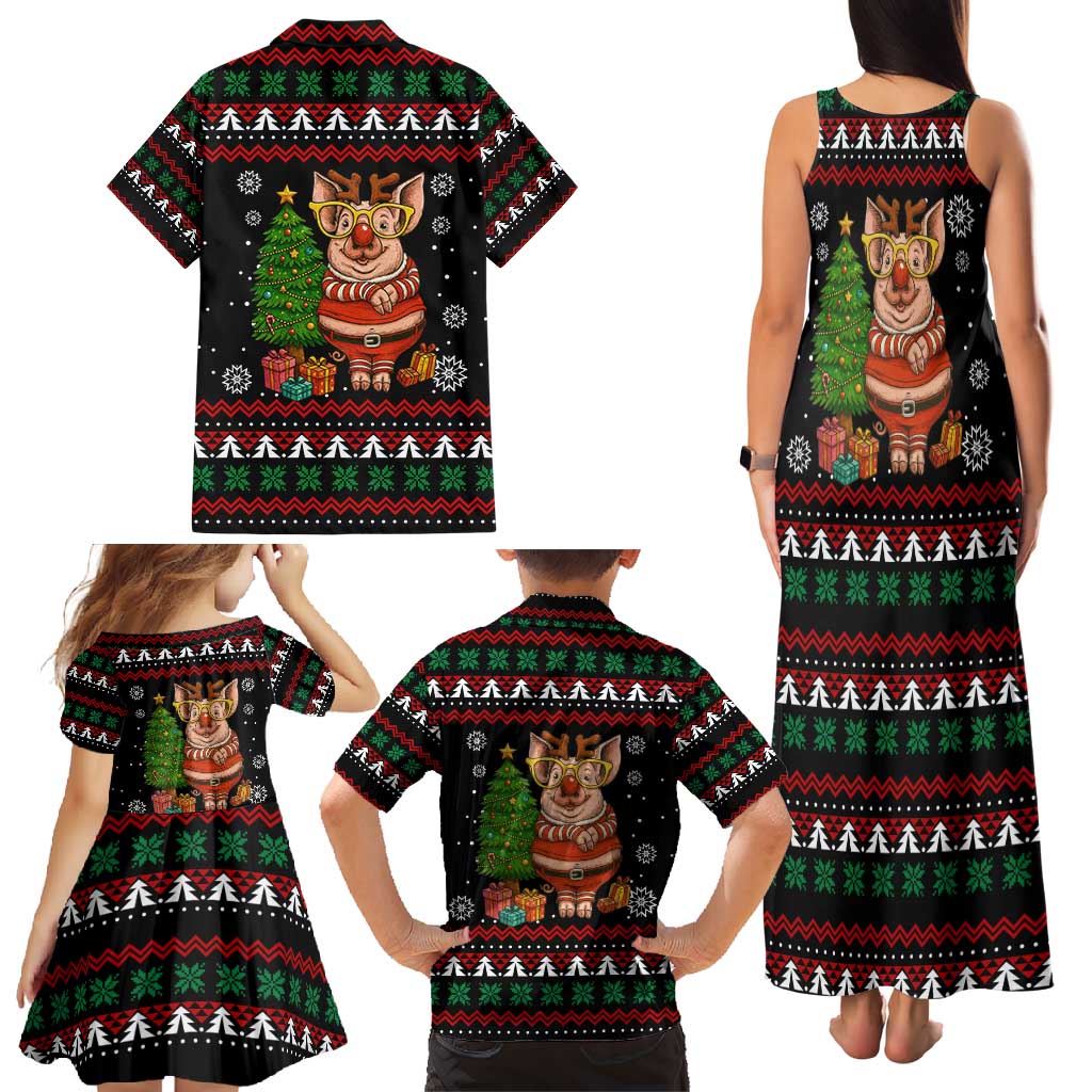 Pig Gorgeous Reindeer Christmas Family Matching Tank Maxi Dress and Hawaiian Shirt Xmas Holiday Patterns - Wonder Print Shop