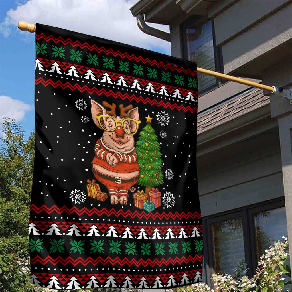 Pig Gorgeous Reindeer Christmas Garden Flag Xmas Holiday Patterns - Wonder Print Shop