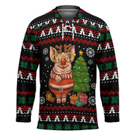 Pig Gorgeous Reindeer Christmas Hockey Jersey Xmas Holiday Patterns - Wonder Print Shop