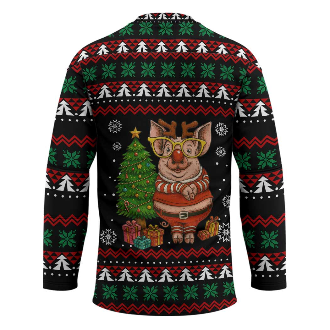 Pig Gorgeous Reindeer Christmas Hockey Jersey Xmas Holiday Patterns - Wonder Print Shop